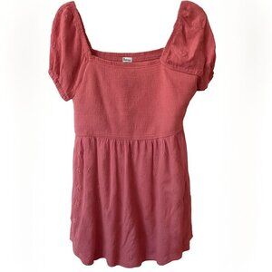 Hollister Smocked Eyelet Mini Dress Mauve Pink Built-In Shorts Size XL NWT